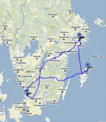 Route of Sweden 2011 - Route map